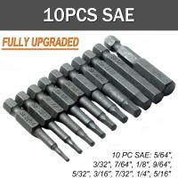 Juego De 10 Piezas De Brocas De Destornillador Magnético Con Cabeza Hexagonal SAE/Metrica Y Cuerda De 1/4" Diámetro Y Mango De Solución Rápida Para Herramientas De Jardín - details 1