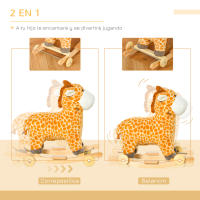 HOMCOM Caballito Balancín Infantil 2 en 1 en Forma de Jirafa para Niños de +3 Años con Ruedas y Altura del asiento 35 cm Balancín de Felpa con Sonido de Jirafa Carga 45 kg 63x38x63 cm Multicolor - details 4