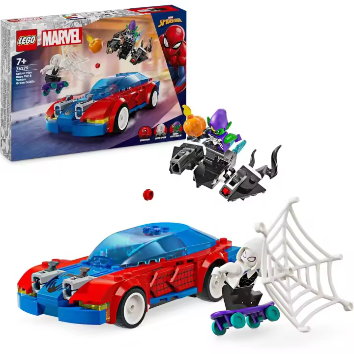 LEGO Marvel Coche de Carreras de Spider-Man y Duende Verde Venomizado Lego Marvel 76279, Persecución con Minifiguras de Superhéroes y Vehículo de Juguete de Construcción - 1