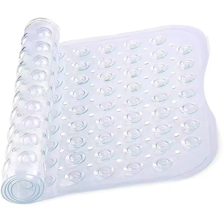 MOONLIGHT20015 Shower Bath Mat Non Slip Anti Mould & Mildew with Strong Suction Cups Grip and Drain Holes Soft Rubber Shower Mats - PVC Bathroom Mat Machine Washable (100x40cm, Clear) - 1