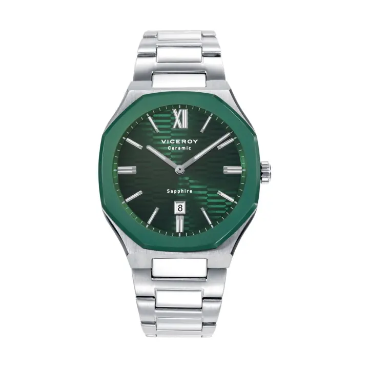 Reloj VICEROY 45011-63 colección Laura Escanes caja de acero con bisel de cerámica Ip verde con cristal zafiro 10 atm y brazalete de acero con movimiento cuarzo - 1