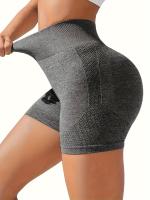 Shorts De Yoga De Cintura Alta Sin Costuras Estirables Para Correr Deporte Mujer Activewear Corto Color Sólido Sin Bolsillos - details 16