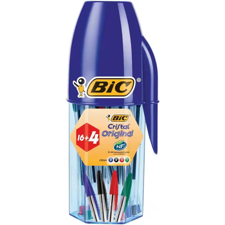 BIC Cristal Original Bolígrafos Punta Media - Colores Surtidos, Caja de 16+4 Unidades - 1
