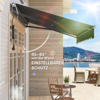 Toldo con manivela de mano Toldo Eléctrico ajustable en Altura Brazzo articulado Toldo Protección solar UV 30 Toldo para Balcón incluido soporte de comparación Toldo 300 cm de ancho para Terraza Balcón gris obscure - details 1