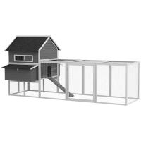 PawHut Gallinero de Exterior Madera Jaula Grande para 8-10 Gallinas Pollos con Recinto Corredor 2 Nidos Techo Asfáltico Bandeja Extraíble y Rampa 347x160x150 cm - details 0