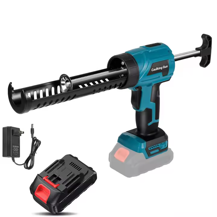 Pistola de pegamento eléctrica inalámbrica, herramienta de calafateo de pegamento de vidrio, 4 velocidades, para puertas y ventanas, para batería Makita de 18V, Pistola encoladora eléctrica sin cable Con 1 batería Enchufe UE - 1