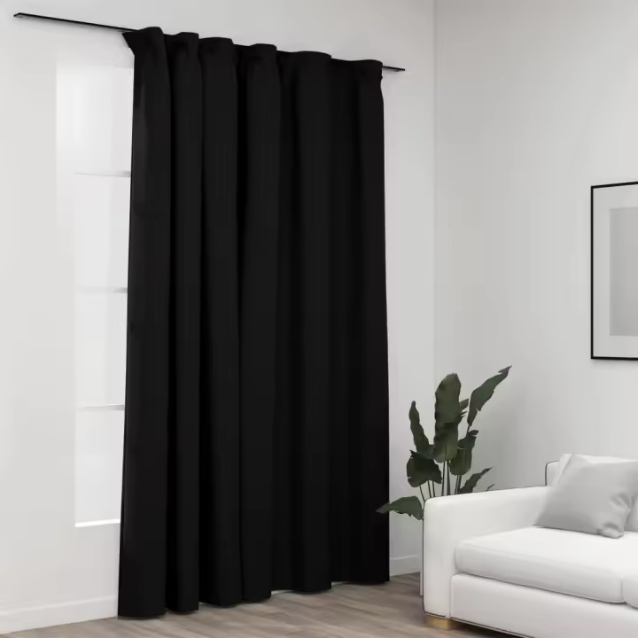 vidaXL Cortina Opaca con Ganchos Look de Lino 290x245 cm Ventana Color Amarillo,  Azul,  Beige y mas - 1