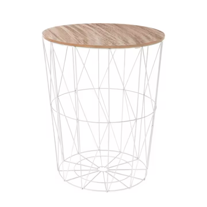 ARISE SHOP-Mesa Auxiliar De Salón Moderna Con Tapa De Madera Extraíble Mesitas De Café y Estructura De Metal Para Dormitorios Ø47x56cm - 1