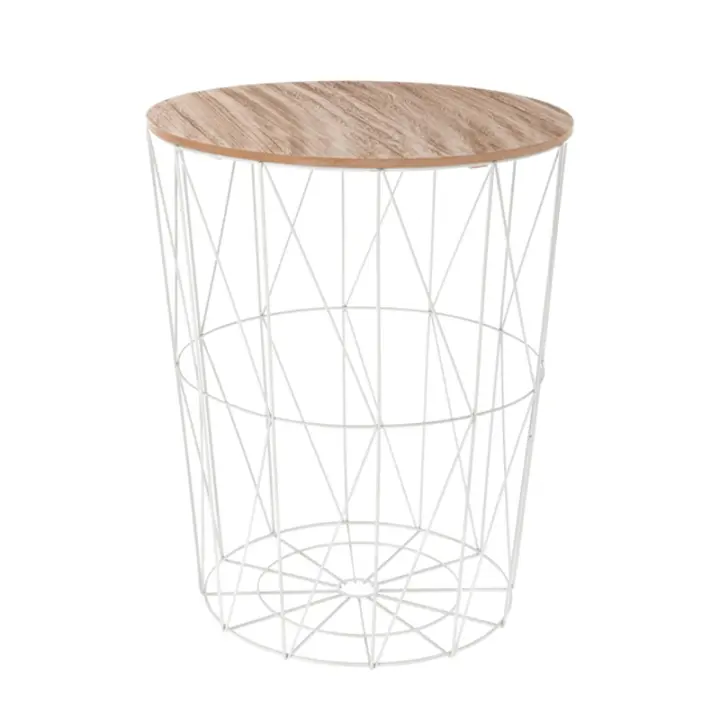 ARISE SHOP-Mesa Auxiliar De Salón Moderna Con Tapa De Madera Extraíble Mesitas De Café y Estructura De Metal Para Dormitorios Ø47x56cm - 1