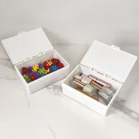 Caja De Almacenamiento Con Tapa Gira En Blanco Para Tarjetas Adhesivos Y Material De Oficina Estuche Antipolvo Para Escritorio - details 5