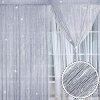 Cortina De Puerta De Glitter 2M*1M Encaje Plateado Brillante Con Borlas Para Decoración De Paredes Y Ventanas En Hogar Y Festivales - details 1