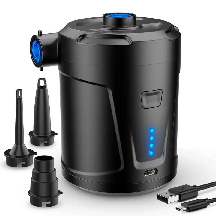 Bomba de Aire Eléctrica, Batería recargable de 5200 mAh, inflador de colchón inflable with 3 Boquillas, infador rápido para Botes inflables/colchones inflables. - 1