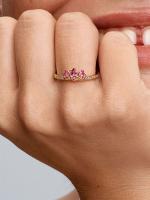 Princesa Disney - Baño de Oro de 14K Pandora - Anillo Tiara de Rapunzel - details 2