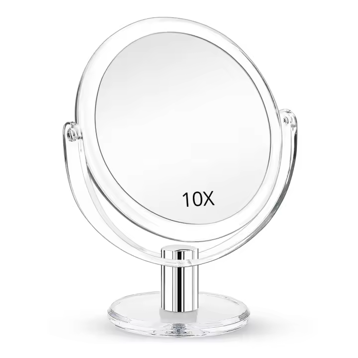 Espejo De Maquillaje Con Aumento De 2X Doble Cara Transparente Compacto Portátil Para Regalos Espejo De Vestíbulo Vanity - 1