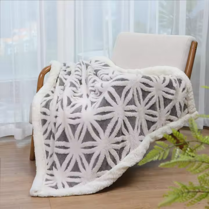Manta de sofá suave y Cálida, Manta de franela Sherpa, Manta Gruesa para Sofá, Manta mullida para sofá gris 130x160 cm - 1