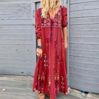 Vestido Largo Bohemio Para Mujer 2023 Otoño Playa Ropa Casual Elegante Maxi Vestido Floral Estilo Y2K Vestido De Talla Grande - details 1