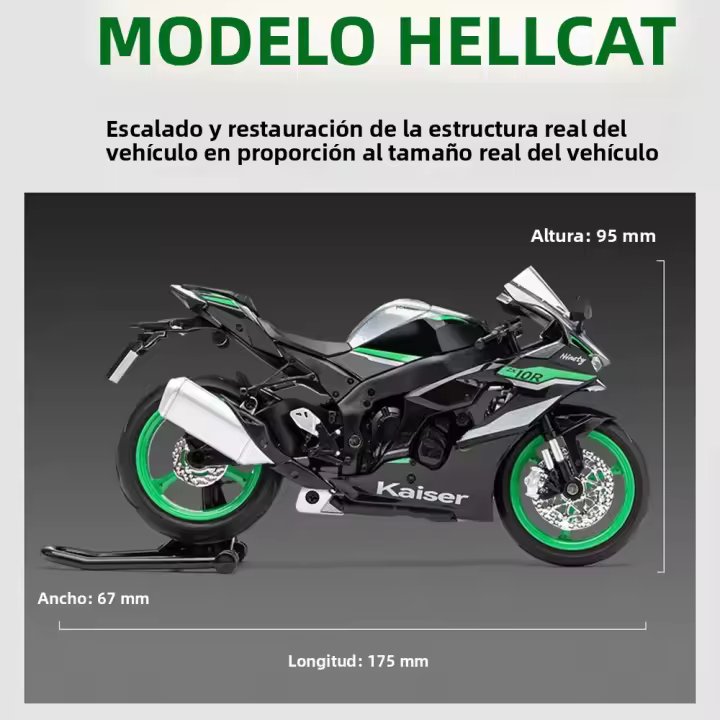 Modelo De Motocicleta Ninja ZX-10R a Escala 1:12 En Metal Con Sonido Luz Y Absorción De Choque Vehículo De Racing Para Niños - 1