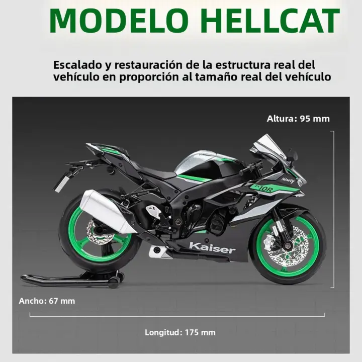 Modelo De Motocicleta Ninja ZX-10R a Escala 1:12 En Metal Con Sonido Luz Y Absorción De Choque Vehículo De Racing Para Niños - 1