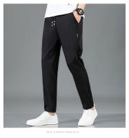 Pantalones Casuales Para Hombre Verano Estilo Coreano Ajustados Versátiles Deportivos Seda Helada Color Sólido Moda Casual - details 5