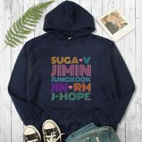 Sudadera De Punto Casual Para Hombre Con Capucha Estampada Y Bloque De Colores Nueva Moda 2024 Sin Capuchón Estilo Americano - details 0