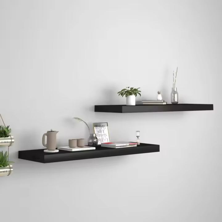 Estantes flotantes de pared 2 uds MDF negro 80x23,5x3,8 cm - 1