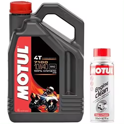 MOTUL Duo Aceite Moto 7100 4T 10 W-40, 4 L + Engine Clean 200 ML - 1