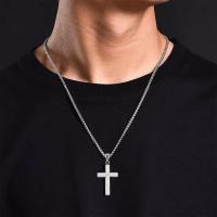 Collar de Cruz de Plata y Acero Inoxidable para Hombre,Colgante de Cruz con Cadena de 60 cm,para Hijos Día del Padre,Graduación - details 1