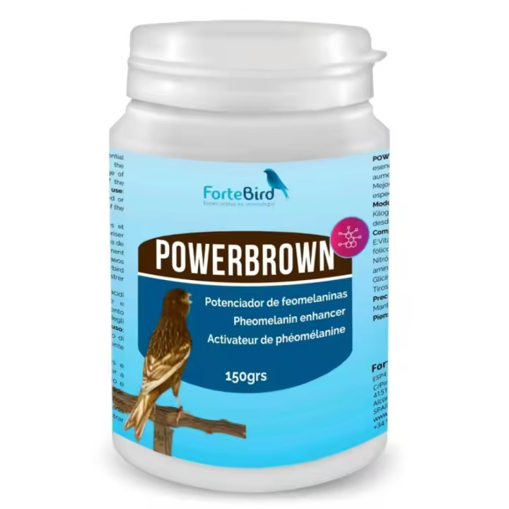 PowerBrown El potenciador perfecto de feomelaninas para el plumaje de sus aves 150gr Fortebird - 1