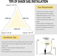 Toldo de vela de Sombra triangular, 3 m x 3 m x 3 m, sombrilla de Lona impermeable, 98% a prueba de rayos UV, 180g/m², Protección solar para exteriores, Jardín, Terraza, fiesta (CAFI) - details 1