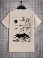 Camiseta De Algodón Para Hombre Con Impresión De Cerezo De Mont Fuji Moda Casual Veraniega Top Hip Hop Manga Corta Cuello Redondo - details 7