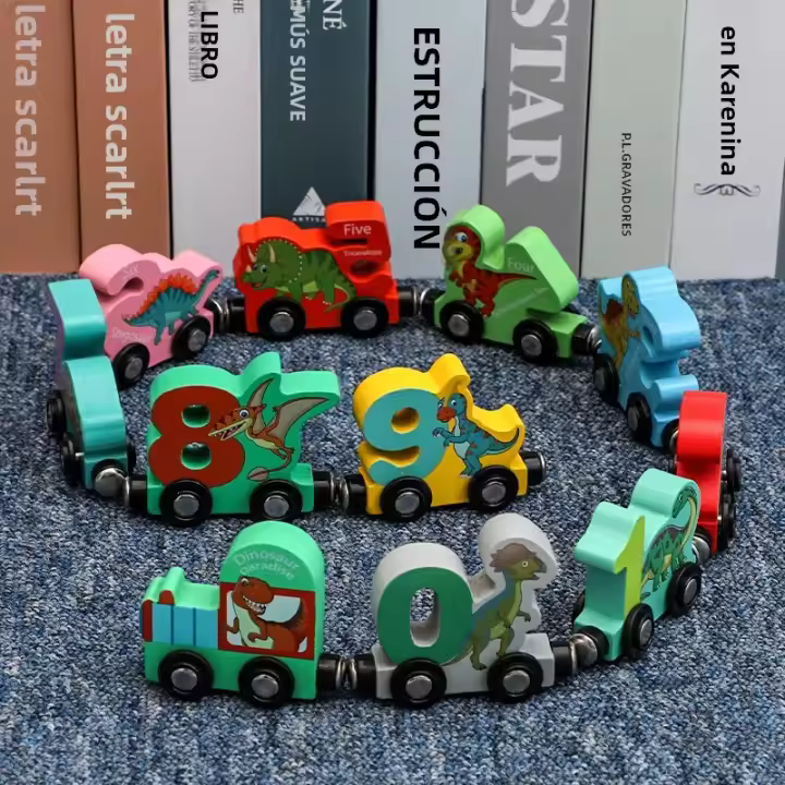 Juego De Montessori De Dinosaurios Magnéticos Con Números Y Colores Para Niños Juguete Educativo De Carreras De Madera Para Bebés Y Niños Pequeños - 1