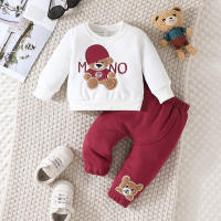 Conjunto De Ropa Para Bebé Terno Con Estampado De Oso Casual Para Niños Y Niñas De 3 a 24 Meses Camiseta De Manga Larga Y Pantalones Navys - details 16