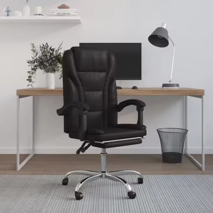 Silla reclinable de Oficina de cuero Negro - 1