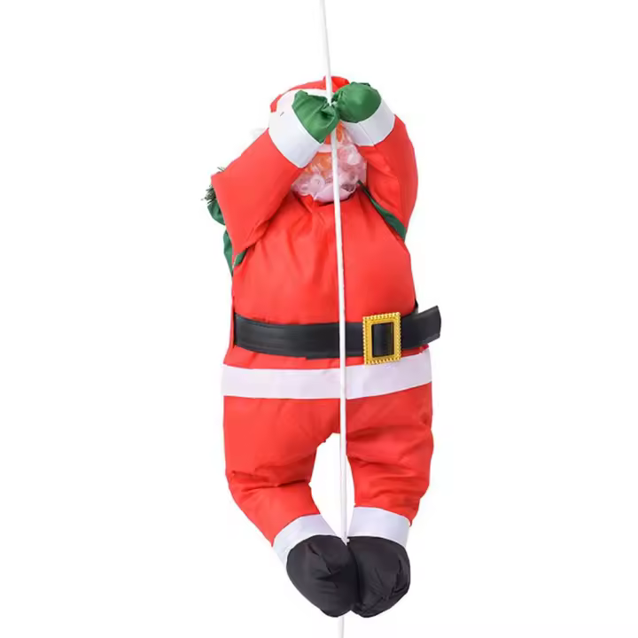 Decoración De Navidad: Santa Claus Subiendo Por Una Cuerda De Ladder Adorno De Árbol De Navidad Inflable Muñeco De Exterior - 1