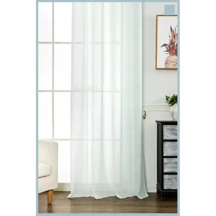 Cortina de tela semitranslúcido lino y poliéster con estampado de forma romboi.150x260cm,decoracion para hogar,oficina. - 1