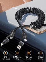 Cable USB Tipo C QOOVI 240W 4-en-1 Retráctil Super Carga Rápida Para iPhone 16 14 Laptop Samsung Xiaomi Con LED Y Transferencia De Datos Hasta 480Mbps - details 0