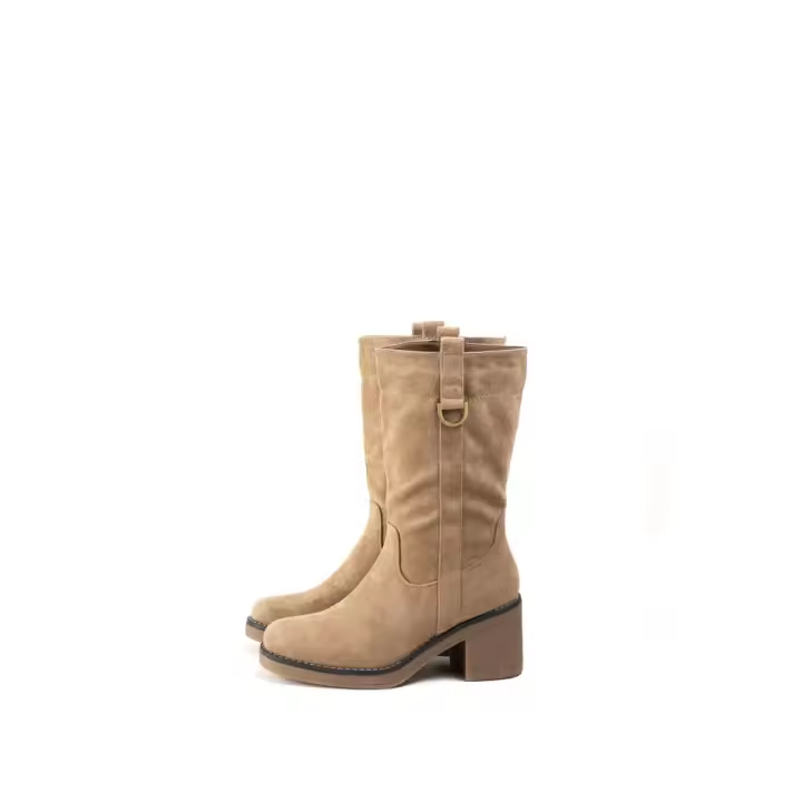 Paloma Wang Botas de Gamuza Beige con Tacón Medio - 1