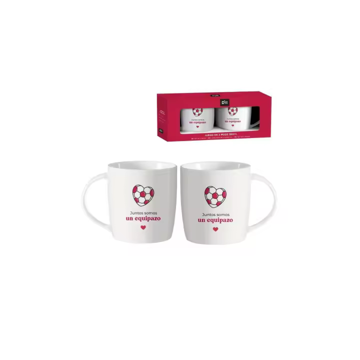 Set de 2 Tazas Mug de Ceramica con Frase de Amor: "Juntos somos un equipazo" DCASA - 1