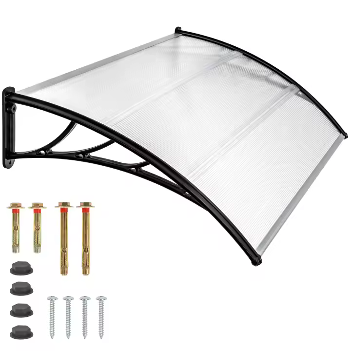 Tectake - Marquesina transparente | Montaje rápido y fácil | El toldo es de policarbonato transparente, rígido y resistente. | Para puertas, ventanas y escaparates - 1