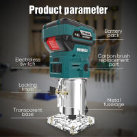 Recortadora eléctrica de 800W y 6 velocidades, fresadora de carpintería de 33000rpm, enrutador de bordes de madera manual, recortadora, herramientas eléctricas de bricolaje para el hogar - details 1