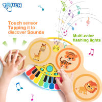 Teclado De Madera Con Batería Y Luz Juguete Educativo Para Bebés De 12 Meses Instrumento Musical Con Animales De Peluca Regalos Para Niños - details 1
