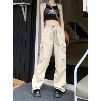 2024 Pantalones Casuales Para Mujer Tech Pantalones Sólidos Cintura Baja Con Cordón Pierna Ancha Estilo Baggy Y2k Streetwear Sobredimensionados - details 6