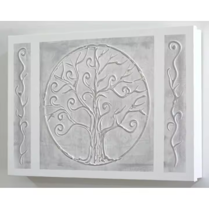 Cuadroexpres - Tapa de Contador Arbol de la Vida en Gris 45x30x4 cm (49x34x6 cm medida exterior) En Melamina Blanca, Con tornillos y tacos para colocar en la pared. Moderna, 100% Original, Muy Decorativa. Fabricada en España - 1