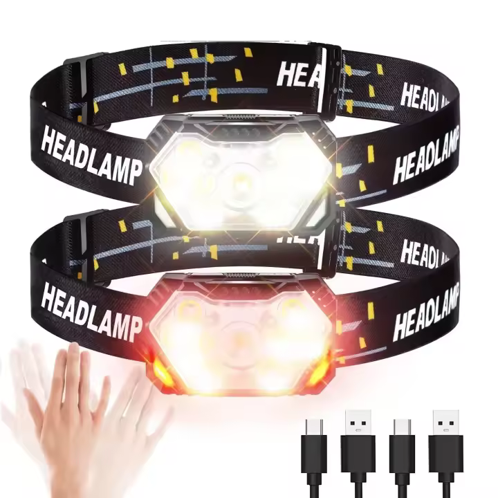 Linterna Frontal LED 9 Luces Fuertes Recargable USB Con Sensor De Movimiento Lámpara Portátil Para Pesca Camping Y Actividades Al Aire Libre - 1