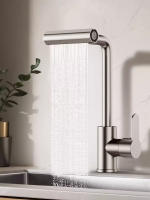 Grifo De Cocina De Acero Inoxidable Con Cabeza De Rociador De Cascada Rotación 360° Agua Caliente Y Fría Mezclador De Fregadero - details 7
