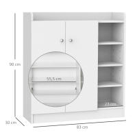 HOMCOM Zapatero Armario Madera Mueble Zapatero Gabinete 2 Puertas 4 Estantes Baldas Interiores Ajustables 83x30x90cm - details 2