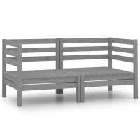 vidaXL Sofás de esquina de jardín 2 uds madera maciza de pino en color Negro/Gris/Blanco y más - details 1