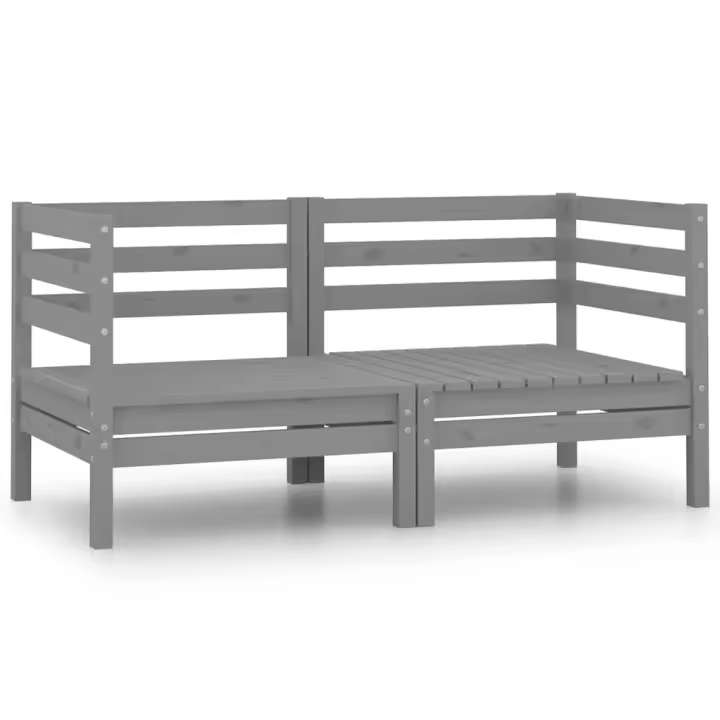 vidaXL Sofás de esquina de jardín 2 uds madera maciza de pino en color Negro/Gris/Blanco y más - 1