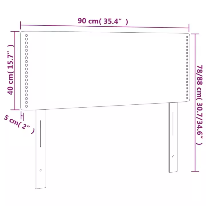 vidaXL Cabecero con LED cuero sintético blanco 90x5x78/88 cm - 1