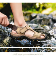 Sandalias De Verano Para Hombre Talla Grande 2023 Cuero Genuino Moda Sandalias Transpirables Con Cierre De Correa Antideslizantes Talla 38-47 - details 18